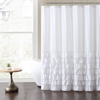 72X72 Melanie Ruffle Shower Curtain White