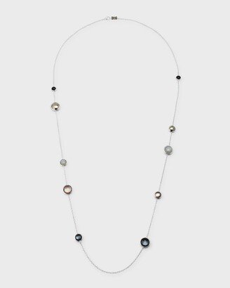 925 Lollipop Mixed Multi Stone Station Necklace in Black Tie, 40L