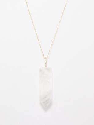 Healing Crystal Quartz, Diamond & Gold Necklace