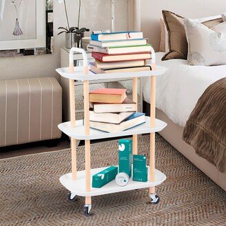 Master 3 Layer Kitchen Storage Shelf Trolley Utility Cart Metal Rack Mobile Holder White