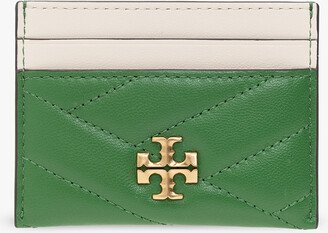 Leather Card Holder With Logo - Green