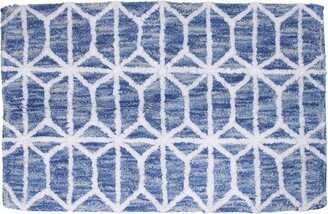 Hexagon Border Bath Rug Blue - Allure Home Creations