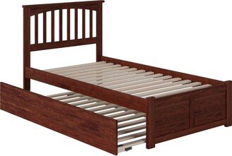 AFI Mission Twin Platform Bed with Footboard and Twin Trundle in Walnut