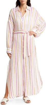 Playa Long Sleeve Linen Cover-Up Shirtdress