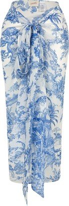 Amour Et Naturel Toile De Jouy Sarong Blue