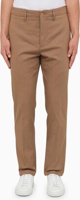 Caramel-coloured cotton chino trousers-AA