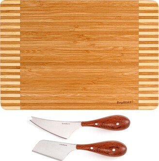 Bamboo 3 Piece Rectangular Two-Toned Board and Aaron Probyn Cheese Knives Set