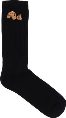 Bear-Motif Ribbed Socks