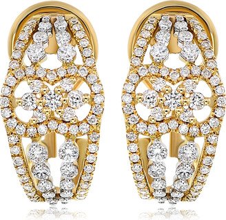 Monary Diamond Huggies Earrings Set in 18K Two Tone Gold