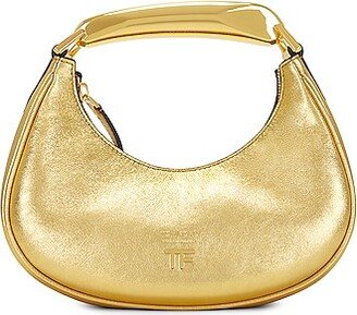 Laminated Bianca Mini Hobo Bag in Metallic Gold