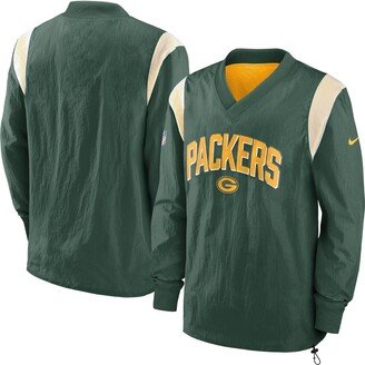 Men's Green Green Bay Packers Sideline Athletic Stack V-Neck Pullover Windshirt Jacket