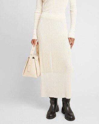 Straight Ribbed Knit Midi Skirt