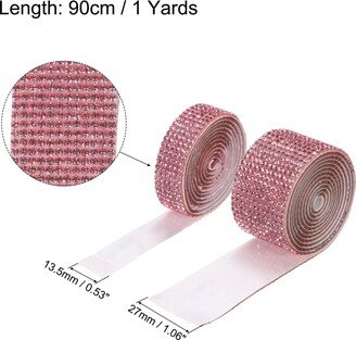 Unique Bargains 2 Roll 1 Yard 13.5/27mm Self Adhesive Crystal Ribbon