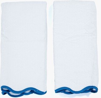 Weezie for Tuckernuck Exclusive Hydrangea Blue Scallop Edge Hand Towels Set of 2