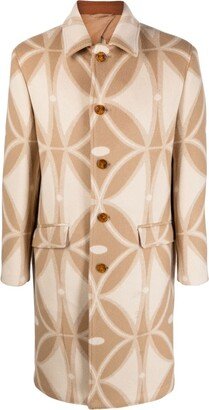 Geometric-Pattern Wool Coat