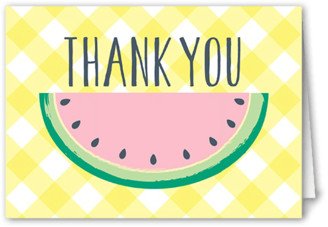 Thank You Cards: Watermelon Picnic Thank You Card, Yellow, 3X5, Matte, Folded Smooth Cardstock