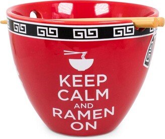 Boom Trendz Bowl Bop Keep Calm And Ramen On Japanese Dinner Set | 16-Ounce Bowl, Chopsticks