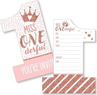 Big Dot of Happiness 1st Birthday Little Miss Onederful - Shaped Fill-In Invites - First Birthday Party Invitation Cards with Envelopes - Set of 12
