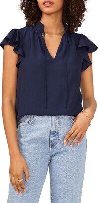 Womens V Neck Cap Sleeve Blouse