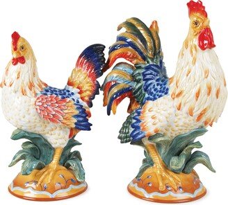 Ricamo Rooster and Hen Figurine Set - Set of 2