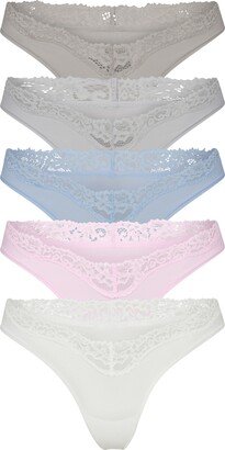 Assorted 5-Pack Fits Everybody Lace Dipped Thongs