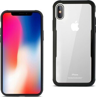 Reiko iPhone X/iPhone XS Hard Glass TPU Case with Tempered Glass Screen Protector in Clear Black