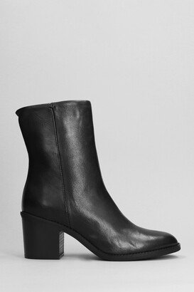 High Heels Ankle Boots In Black Leather