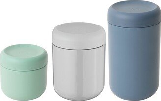 Leo 3Pc Graduated Container Set, Green, Grey, & Blue