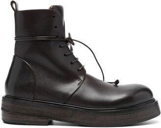 Lace-Up Leather Ankle Boots-AE