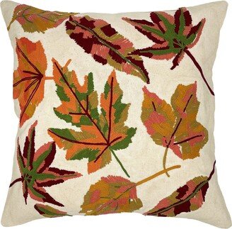 Mod Lifestyles Fall Leaves Embroidery Pillow, 18