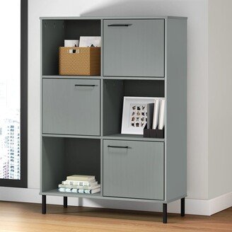 Bookshelf Book Cabinet with Metal Legs Storage Cabinet OSLO Solid Wood - 35.4 x 13.8 x 50.6