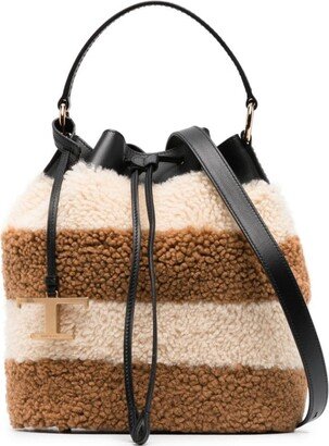 Colour-Block Fleece Bucket Bag-AA