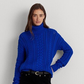 Ralph Lauren Cable-Knit Cotton-Blend Turtleneck-AC