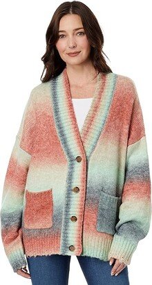 Retro Vintage Cardigan (Turquoise/Pink/Black) Women's Jacket