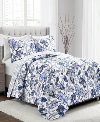 Cynthia Jacobean Reversible 3 Pc Quilt Set, King