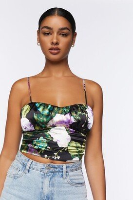 Satin Floral Print Cropped Cami