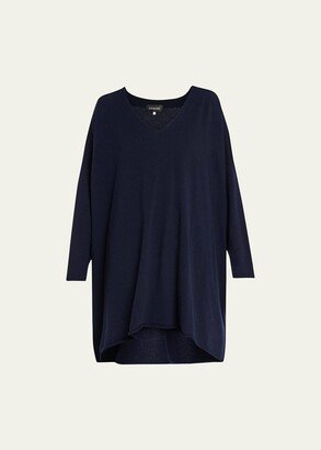 A-line V-Neck Cashmere Sweater (Long Plus)