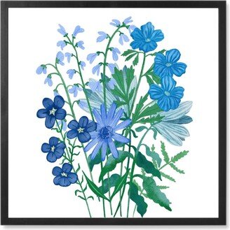 Photo Tiles: Bouquet Floral - Blue Photo Tile, Black, Framed, 8X8, Blue