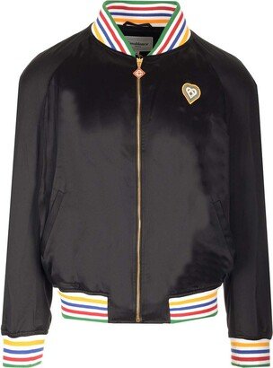 Souvenir Logo-Patch Zipped Bomber Jacket