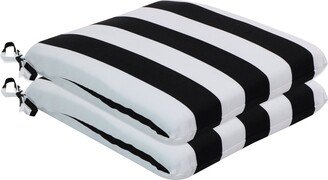 Outdoor Patio Printed Seat Pad in Black Cabana Stripe