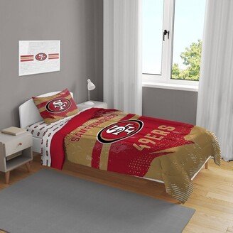 NFL San Francisco 49ers Slanted Stripe Twin Bed in a Bag Set - 4pc