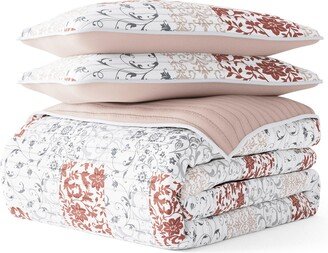 2-Piece Scoll Print Quilt Set - Twin-AA