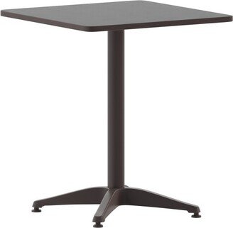 Emma and Oliver Bronze 23.5'' Square Metal Table with Base for Indoor and Outdoor Use