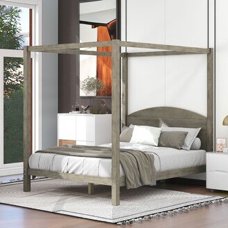 GEROJO Queen / Full Size Canopy Platform Bed with Headboard and Support Legs