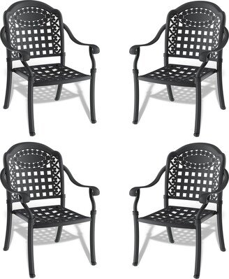 Stacking Patio Dining Armchair with Cushion In Random Colors-AA