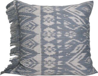 Blue Boho Pillow Cover - Handwoven Linen Backing Limited Quantity &