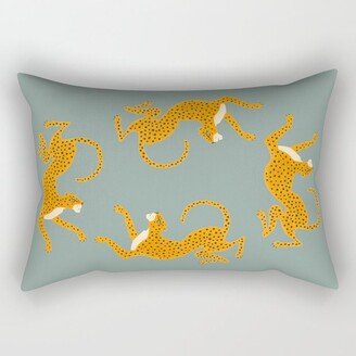 Leopard Race - blue Rectangular Pillow
