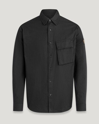 Garment Dye Cotton Scale Shirt In Black