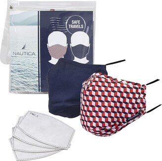 Goals 2 Face Masks 4 Carbon Filter Safety Kit with Wristlet Bag (Indigo Geo Print) Findings