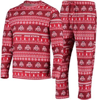 Men's Concepts Sport Scarlet Ohio State Buckeyes Ugly Sweater Knit Long Sleeve Top and Pant Set